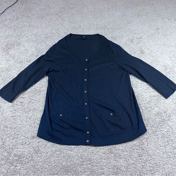 Talbots Women’s Navy Cardigan Sweater Gold Buttons Size 1XP - Picture 1 of 7